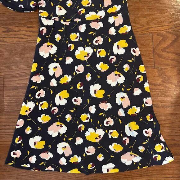 BODEN Alexis Jersey Midi Dress French Navy Blue Yellow Floral Size 6P Lined - Picture 5 of 14